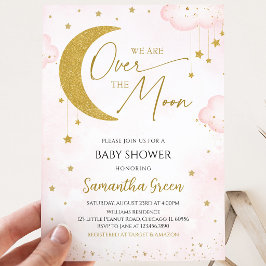 Invitación de Baby Shower Rosa Estamos Sobre la Lu