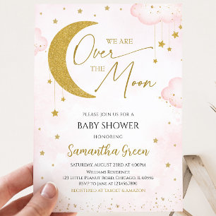 Invitación de Baby Shower Rosa Estamos Sobre la Lu