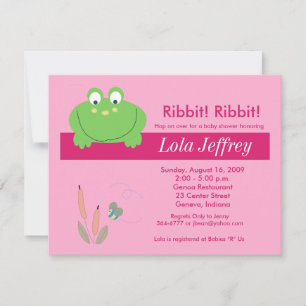 Invitación de Baby Shower rosa Froggyville Froggy