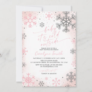 Invitación de Baby Shower Rosa Fuera Hace Frío Beb