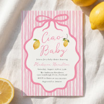 Invitación de Baby Shower Rosa Italiana de Limón C