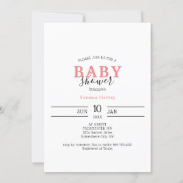 Invitación de Baby Shower rosa minimalista