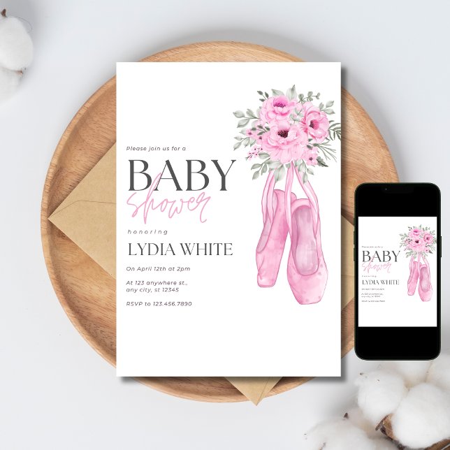 Invitación de Baby Shower rosa Minimalista Bebé (Subido por el creador)