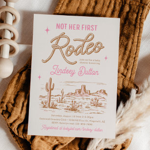 Invitación de baby shower rosa no es su primer rod