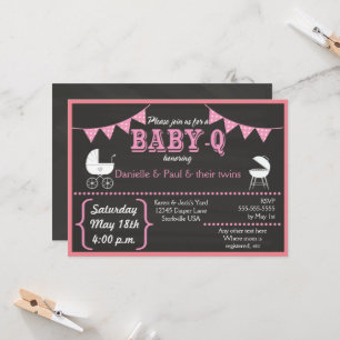 Invitación de Baby Shower rosa para el croqueta Ba