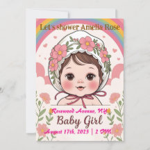 Invitación de Baby Shower Rosa para Niña