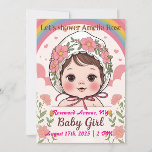 Invitación de Baby Shower Rosa para Niña