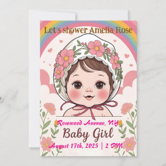 Invitación de Baby Shower Rosa para Niña