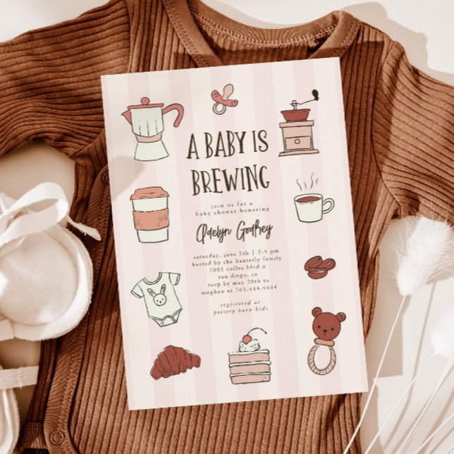 Invitación de Baby Shower rosa para preparar café (Subido por el creador)