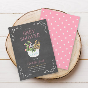 Invitación de Baby Shower rosa para tablero de álb
