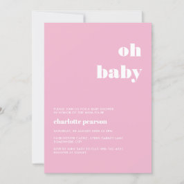 Invitación de Baby Shower rosa pastel