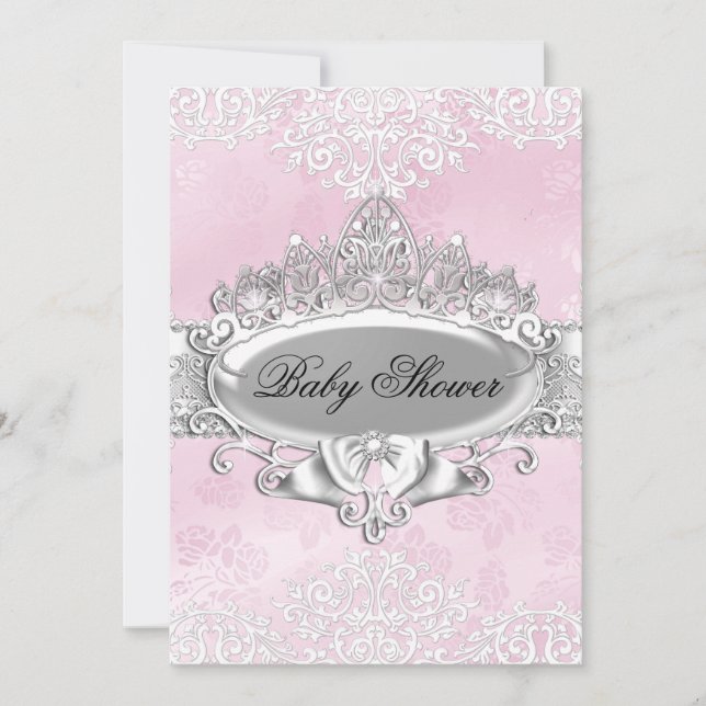 Invitación de baby shower Rosa Princesa Tiara & Da (Anverso)