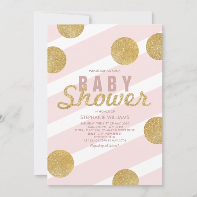 Invitación de Baby Shower rosa Purpurina de Fun Fa (Anverso)