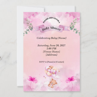 Invitación de baby shower rosa sage