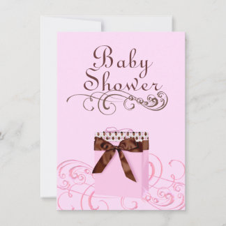 Invitación de Baby Shower rosa/verde presente y Sw