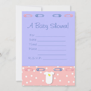 Invitación de Baby Shower rosa y azul