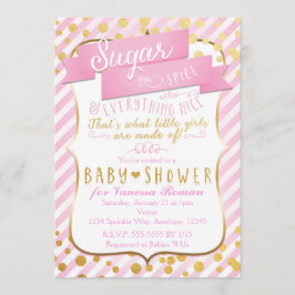 Invitación de Baby Shower Rosa y Dorada Sugar & Sp