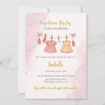 Invitación de Baby Shower Rosa y Dorado