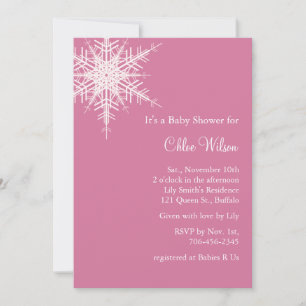 Invitación de Baby Shower rosa y nevado de Offset