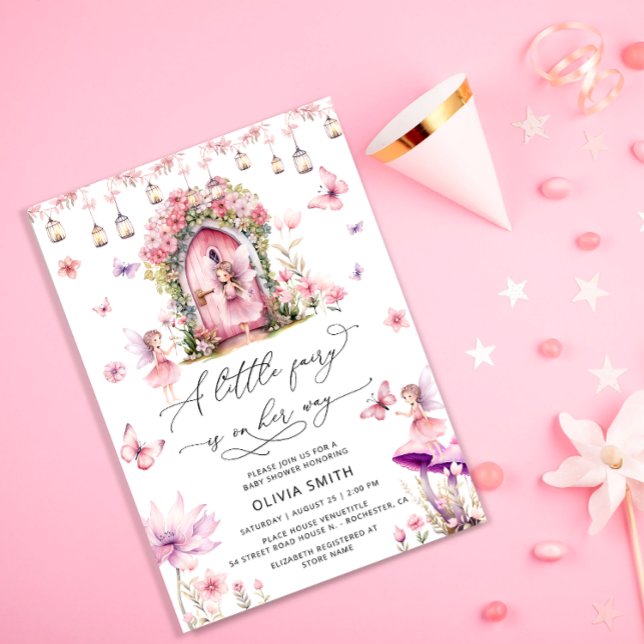 Invitación de Baby Shower rosada a flores silvestr (Subido por el creador)