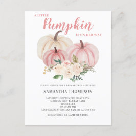 Invitación de Baby Shower rosada a la calabaza
