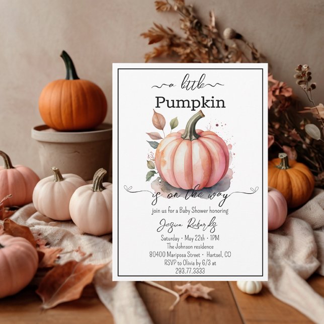 Invitación de Baby Shower rosada a la calabaza (Subido por el creador)