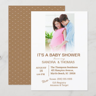Invitación de Baby Shower rosada a las parejas