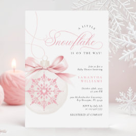 Invitación de Baby Shower rosada a un pequeño copo