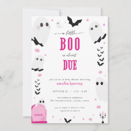 Invitación de Baby Shower rosada de pequeño boo de