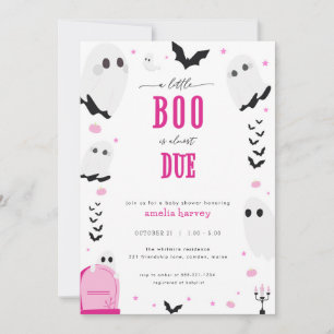 Invitación de Baby Shower rosada de pequeño boo de