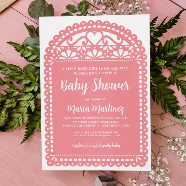 Invitación de Baby Shower rosada inspirada en el p (Subido por el creador)