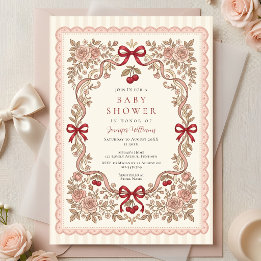 Invitación de Baby Shower Rosas y Lazos