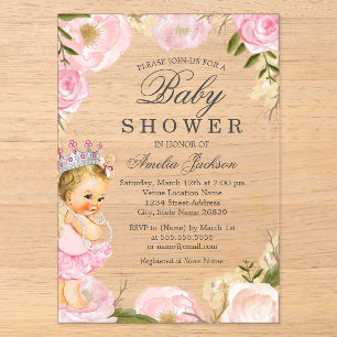 Invitación de Baby Shower Rose Baby Princess Es un