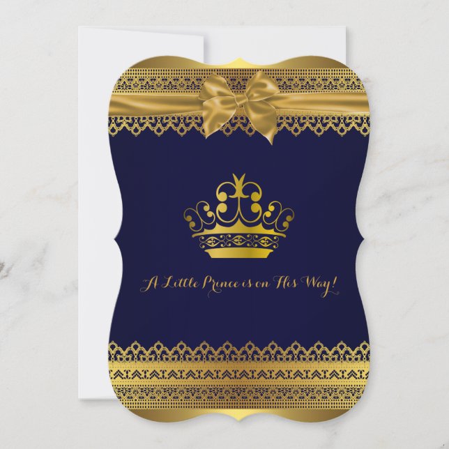 Invitación de Baby Shower Royal Blue & Gold Crown (Anverso)