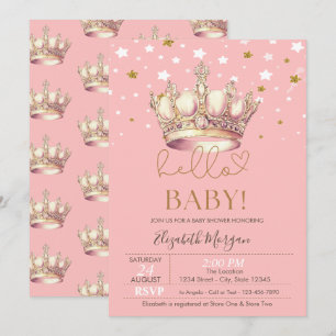 Invitación de Baby Shower Royal Crown Stars