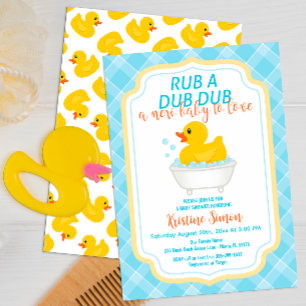 Invitación de Baby Shower Rub-A-Dub Rubber Duck - 