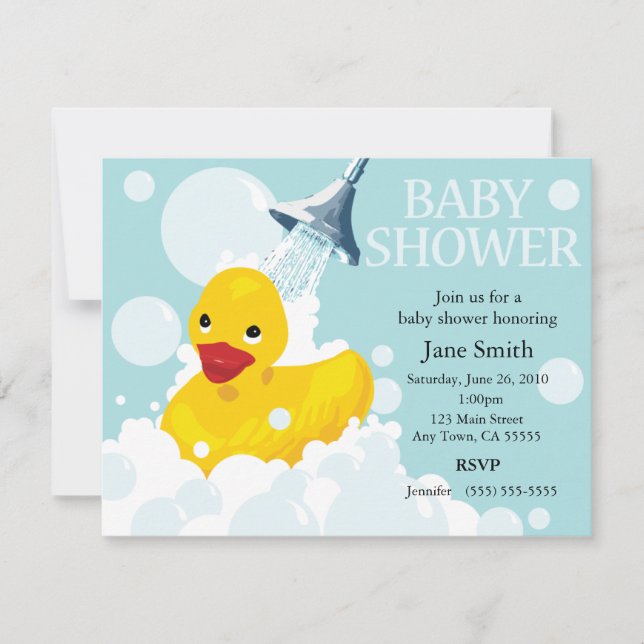 Invitación de Baby Shower Rubber Ducky (Anverso)