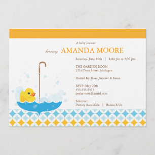 Invitación de Baby Shower Rubber Ducky