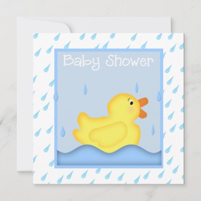 Invitación de Baby Shower Rubber Ducky Blue (Anverso)