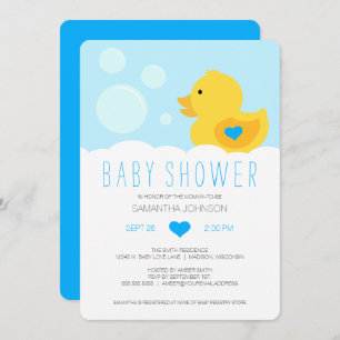 Invitación de Baby Shower Rubber Ducky Blue Boy