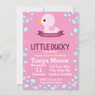 Invitación de Baby Shower Rubber Ducky (chica)