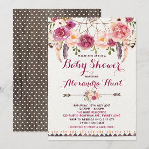 Invitación de Baby Shower Rustic Boho Dreamcatcher