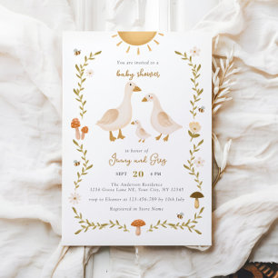 Invitación de Baby Shower Rustic Boho Goose