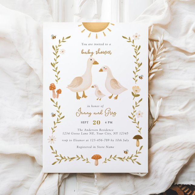 Invitación de Baby Shower Rustic Boho Goose (Subido por el creador)