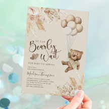 Invitación de Baby Shower Rustic Boho Teddy Bear
