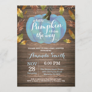 Invitación de Baby Shower Rustic Boy Pumpkin Fall