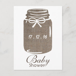 Invitación de Baby Shower Rustic Burlap Mason Jar
