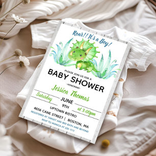 Invitación de Baby Shower Rustic Dinosaur Boy