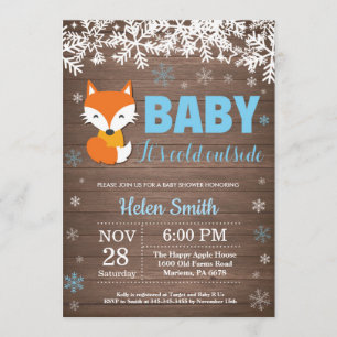 Invitación de Baby Shower Rustic Fox Winter Boy