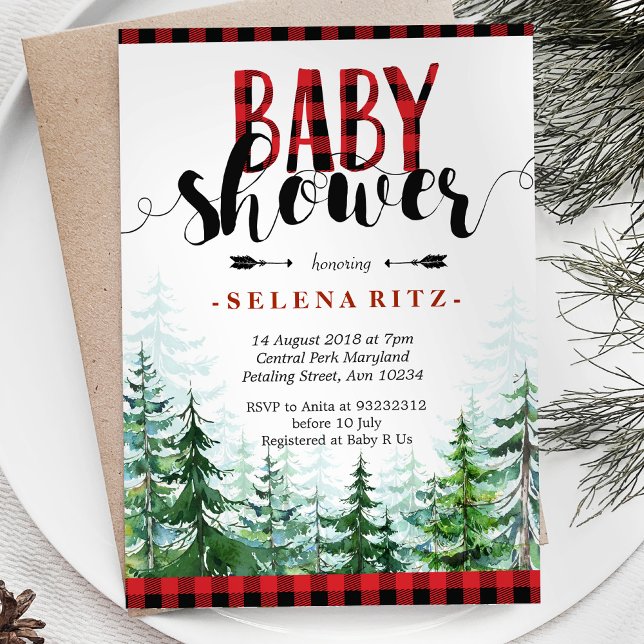 Invitación de Baby Shower Rustic Red Plaid Boy (Subido por el creador)